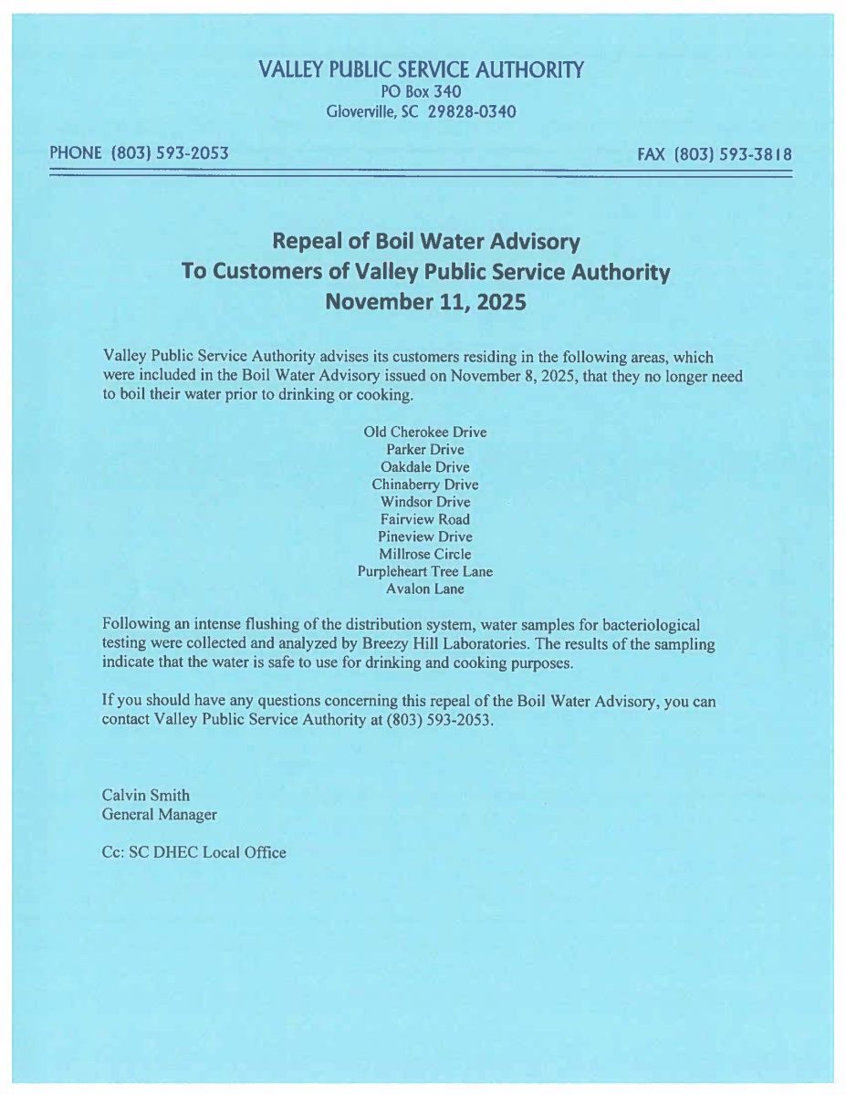 BOIL WATER REPEAL NOVEMBER 11 2025