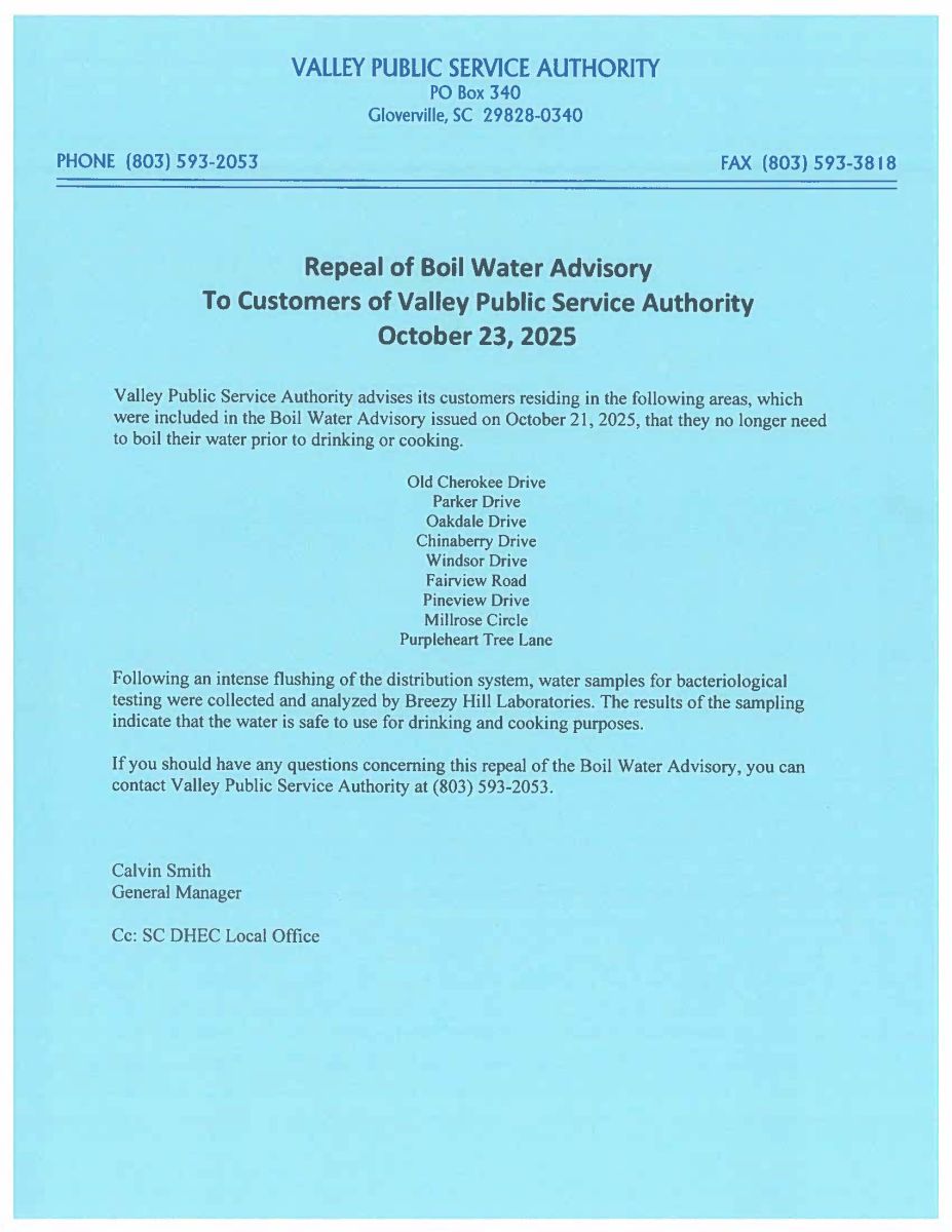 BOIL WATER REPEAL OCT 23 2025